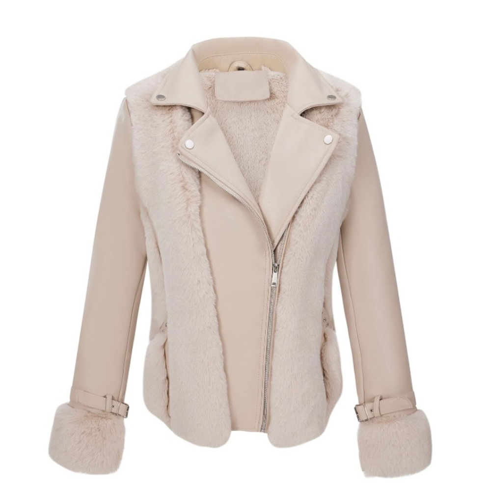 Faux Leather Fur Moto Jacket